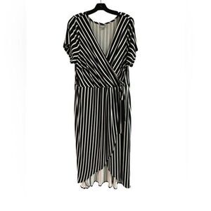 Avenue Faux Wrap Stripe Hi Low Dress Size 18/20